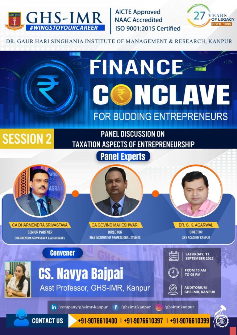 Finance Conclave 2022 – Session 2 “Panel Discussion on  Taxation Aspects of Entrepreneurship”