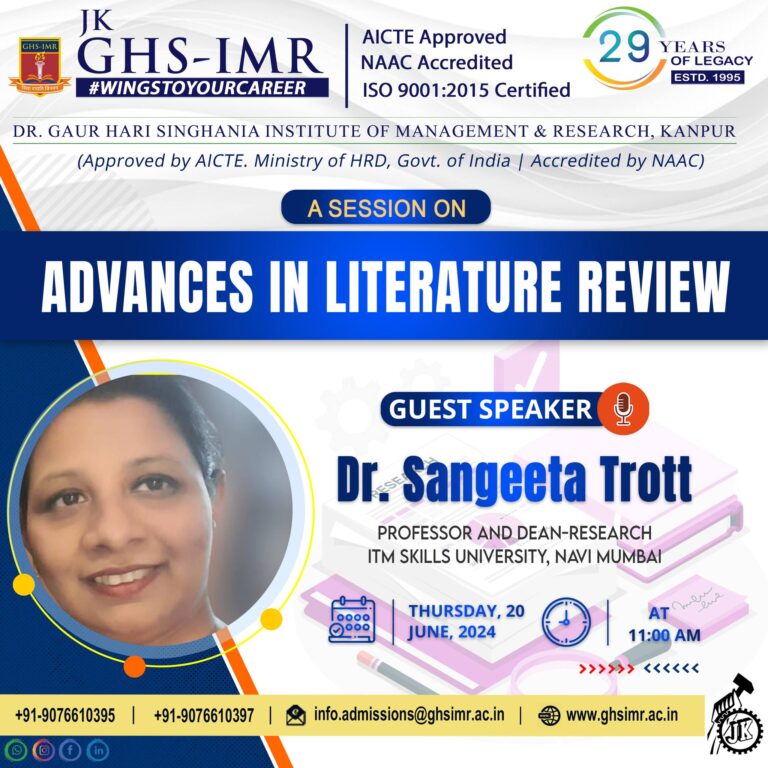 A Session on “𝐀𝐝𝐯𝐚𝐧𝐜𝐞𝐬 𝐢𝐧 𝐋𝐢𝐭𝐞𝐫𝐚𝐭𝐮𝐫𝐞 𝐑𝐞𝐯𝐢𝐞𝐰” by 𝐃𝐫. 𝐒𝐚𝐧𝐠𝐞𝐞𝐭𝐚 𝐓𝐫𝐨𝐭𝐭.