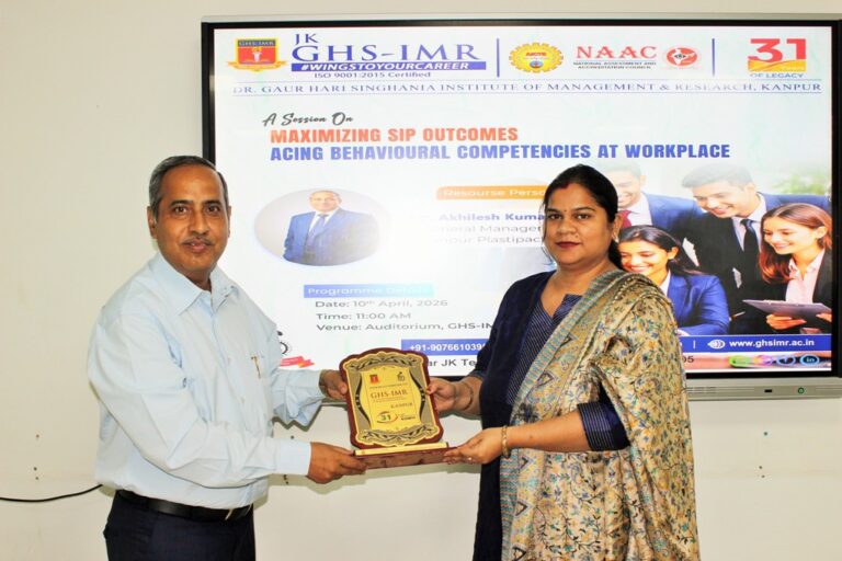 Session on “Maximizing SIP Outcomes: Acing Behavioural Competencies at Workplace”